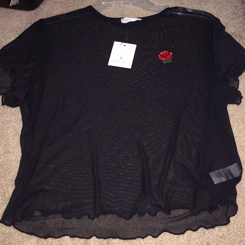 Rose 🌹 embroidered mesh top